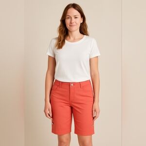 🧡 DKNY Coral Bermuda Shorts Size 2 Adjustable Length Pockets